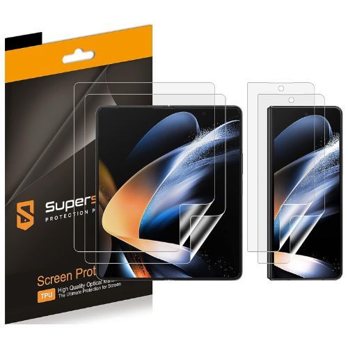 Supershieldz Screen Protector for Samsung Galaxy Z Fold 5 showing protector for panel and cover screen