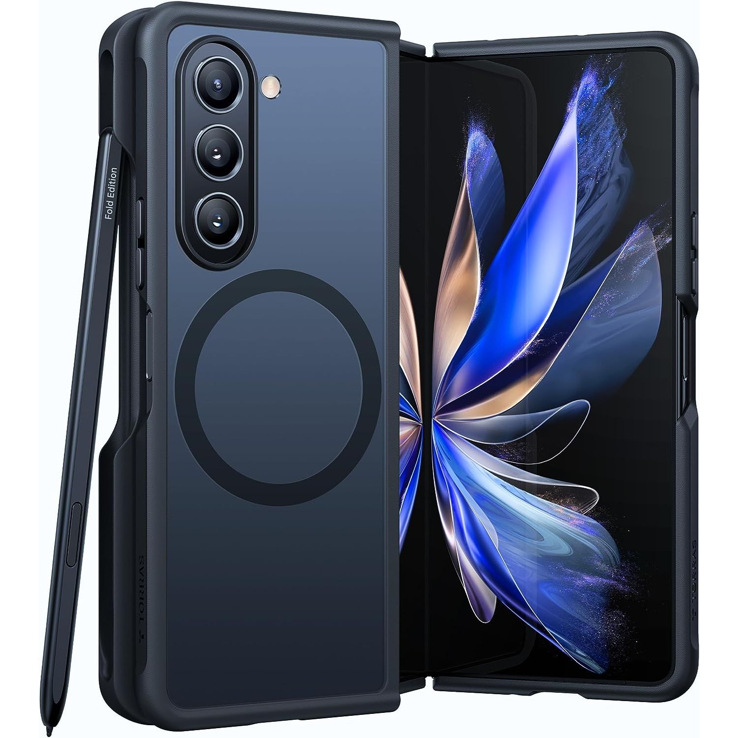 Torras Magnetic Shockproof Case for Galaxy Z Fold 5, font and back view