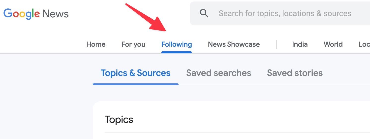 Switch to Following tab