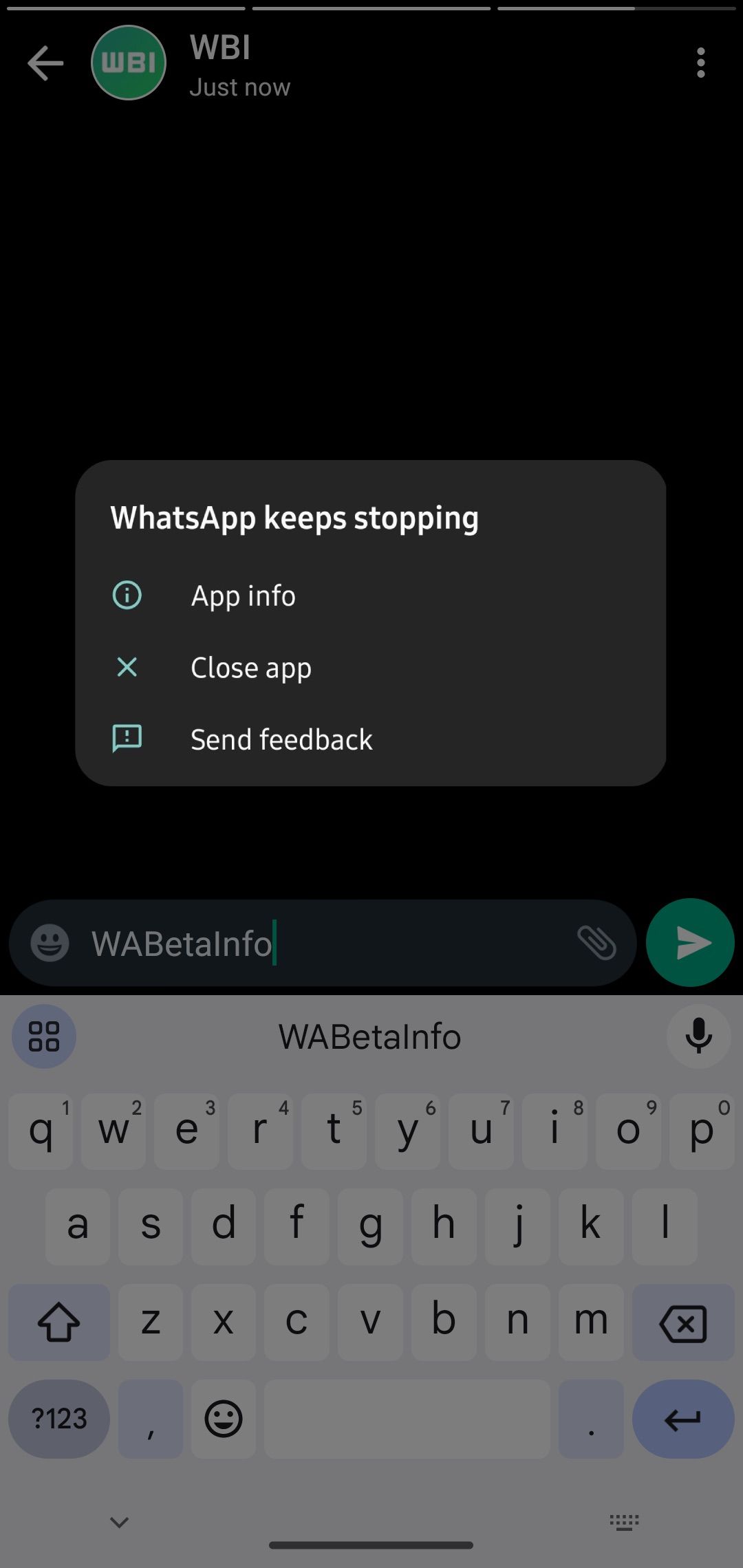 WhatsApp Space Acknowledge Power Terminate Malicious program