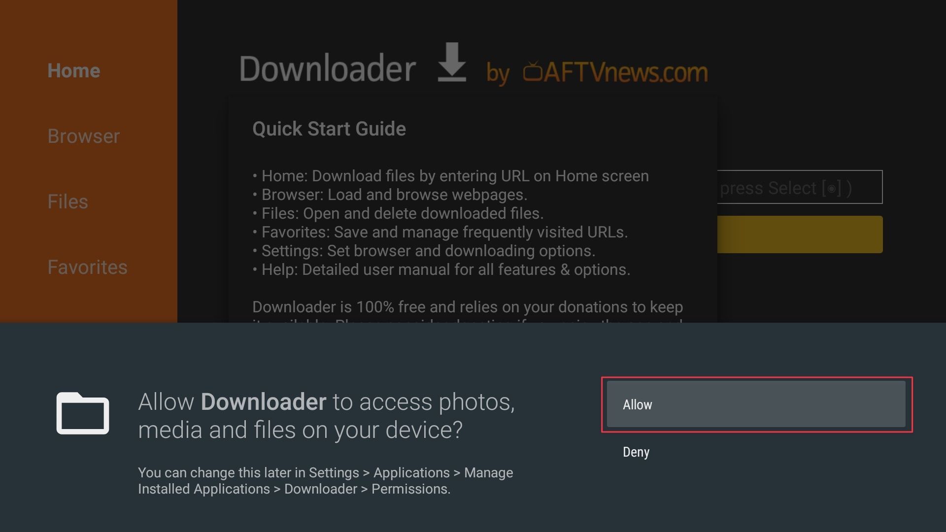 Granting permission to downloader