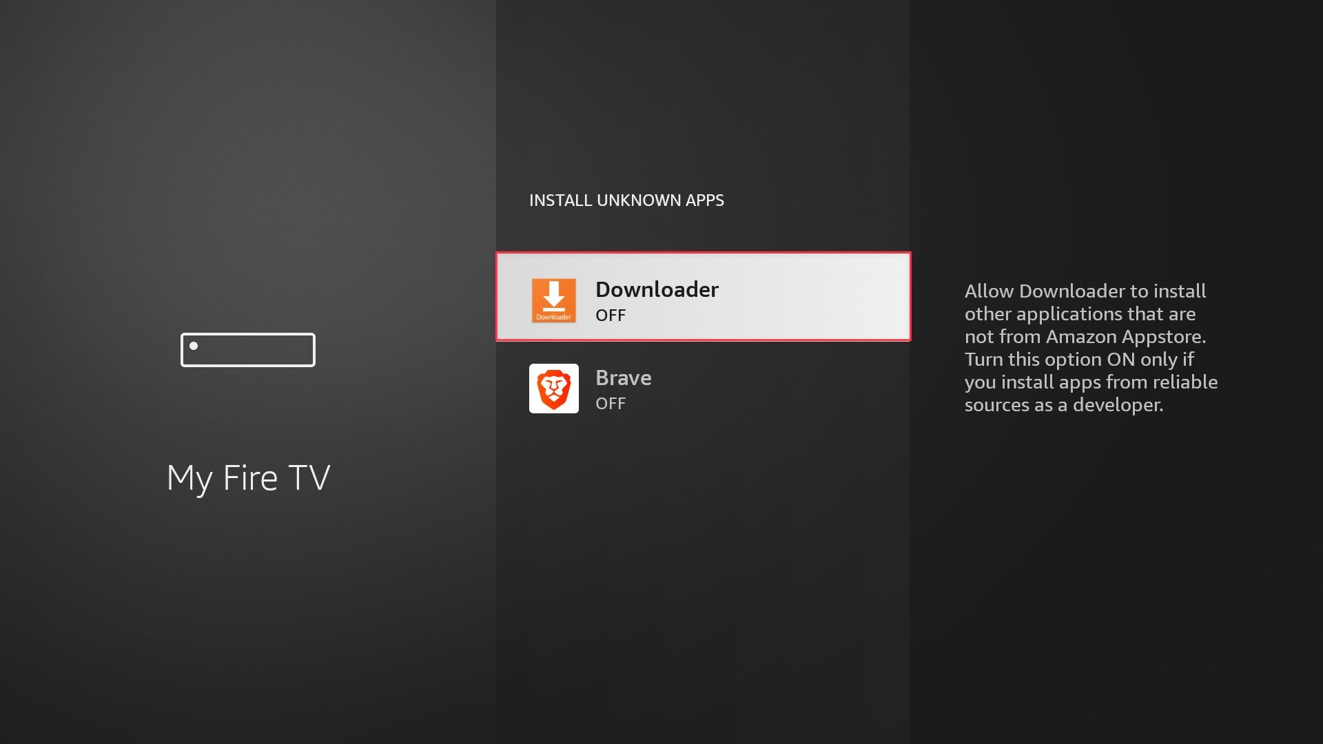 Allow Downloader to Install apps on Fire TV