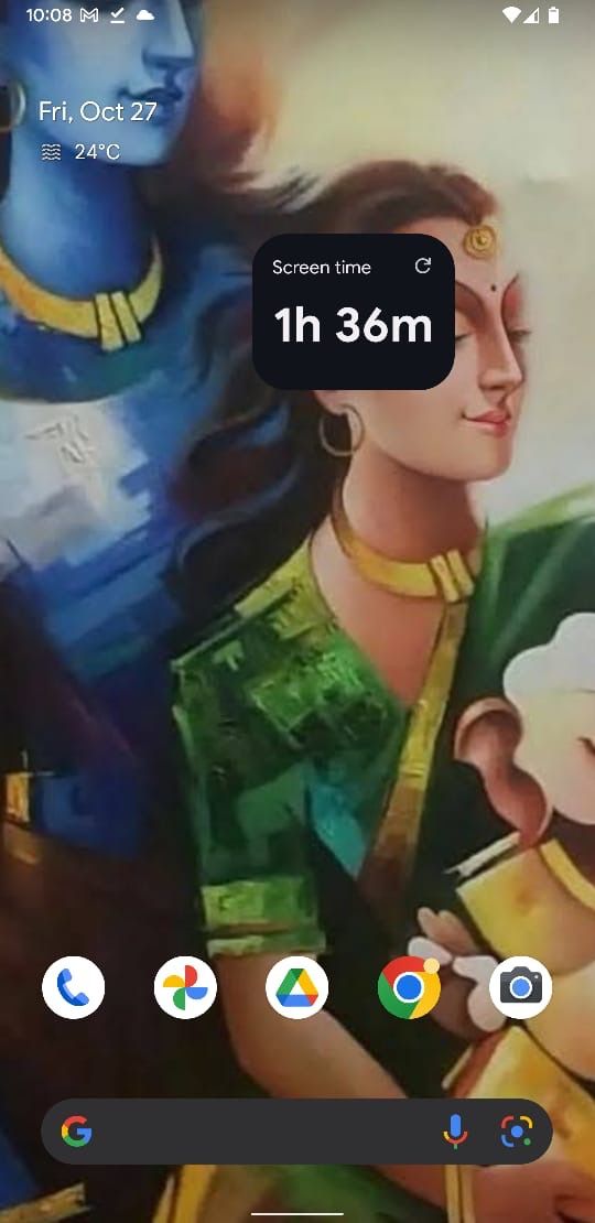 Digital Wellbeing widget added to Android home screen