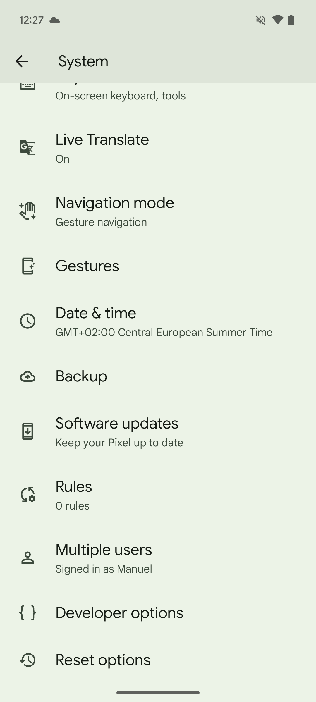 Screenshot of system updates section in Android 14 QPR1