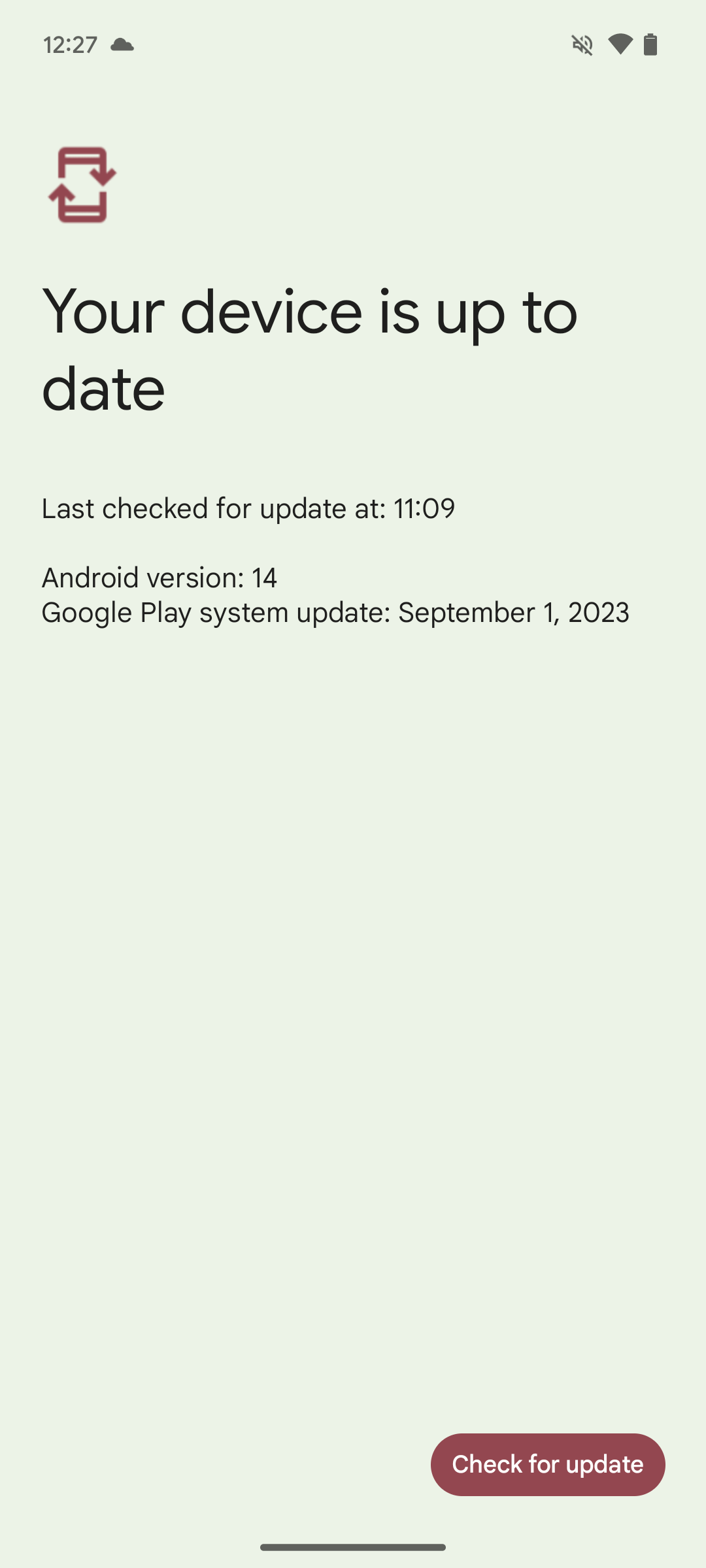Screenshot showing that Play system updates are up to date on Android 14 QPR1
