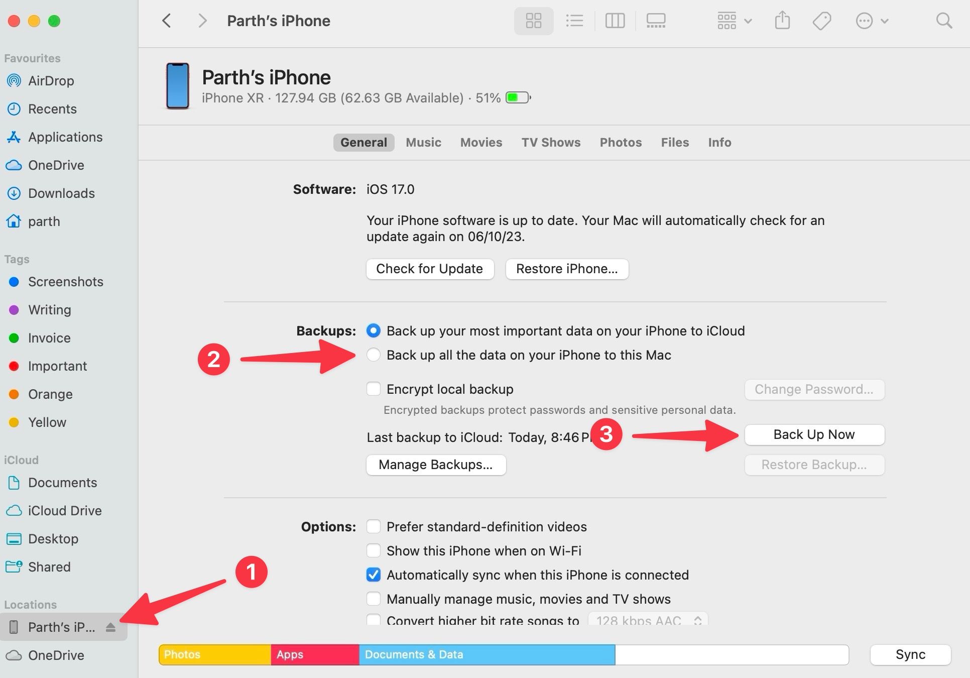 Backup iPhone on Mac