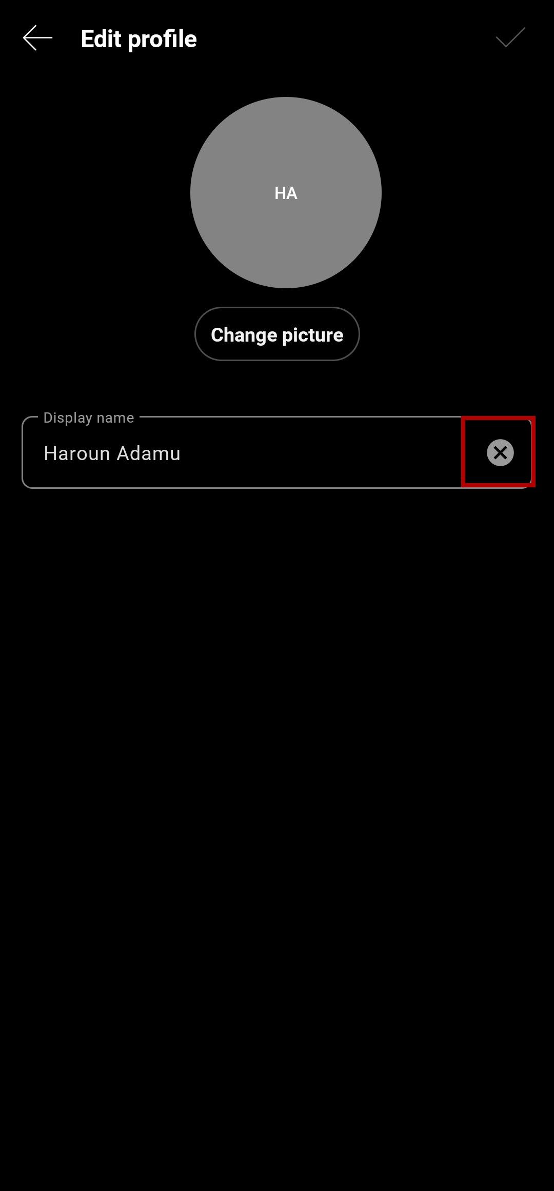 Webex mobile profile edit page