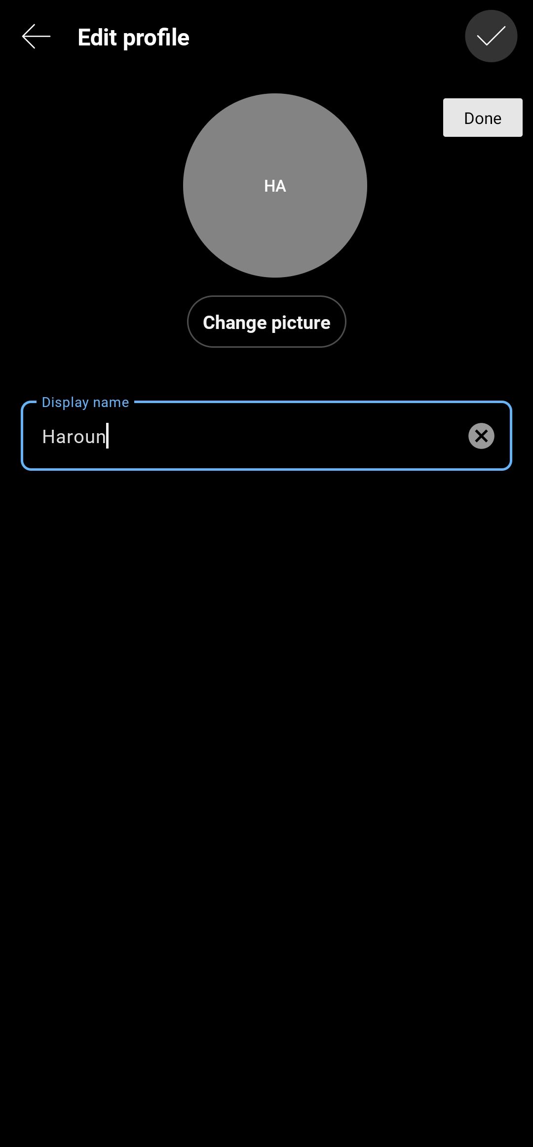 Webex mobile profile edit page
