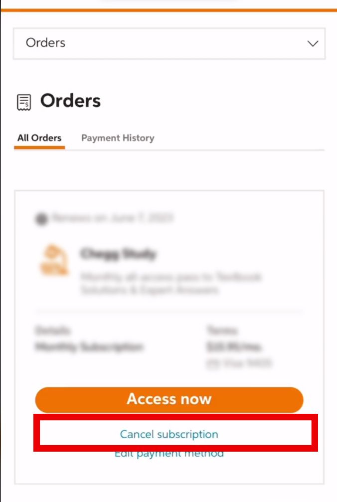 Chegg Subscription Cancellation