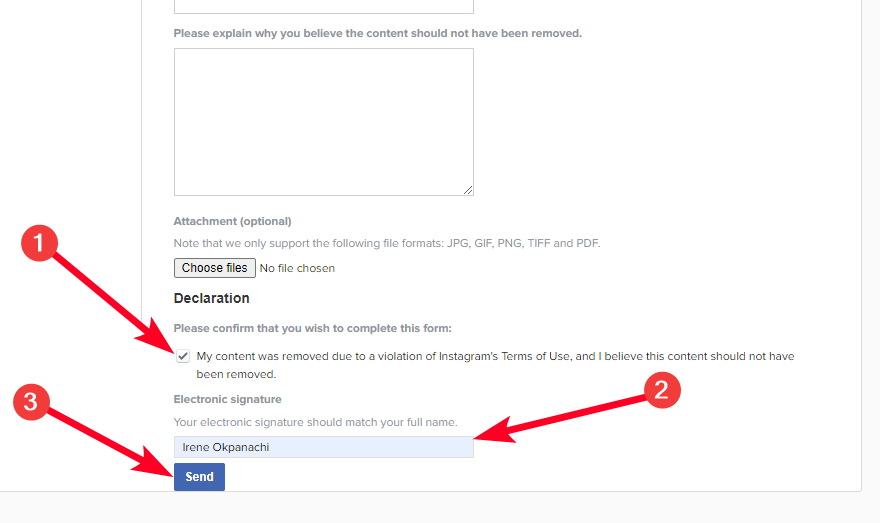 Declaration fragment on Instagram legend deactivation charm create