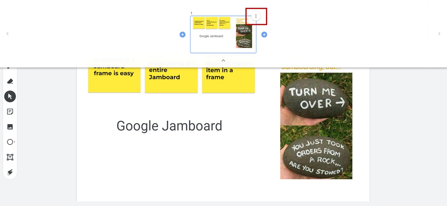 Google Jamboard body bar fall-down