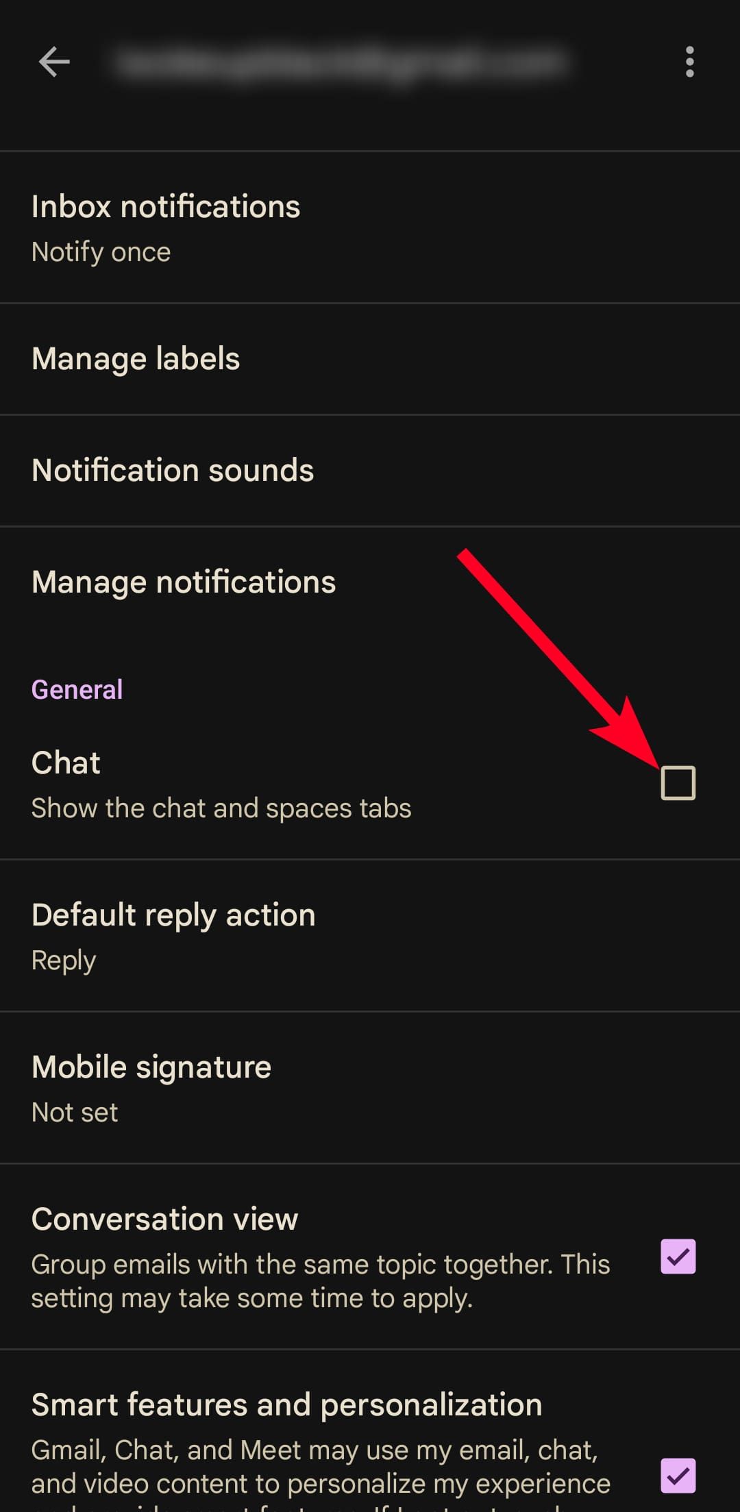 Enabling Google Chat in Gmail account settings menu.