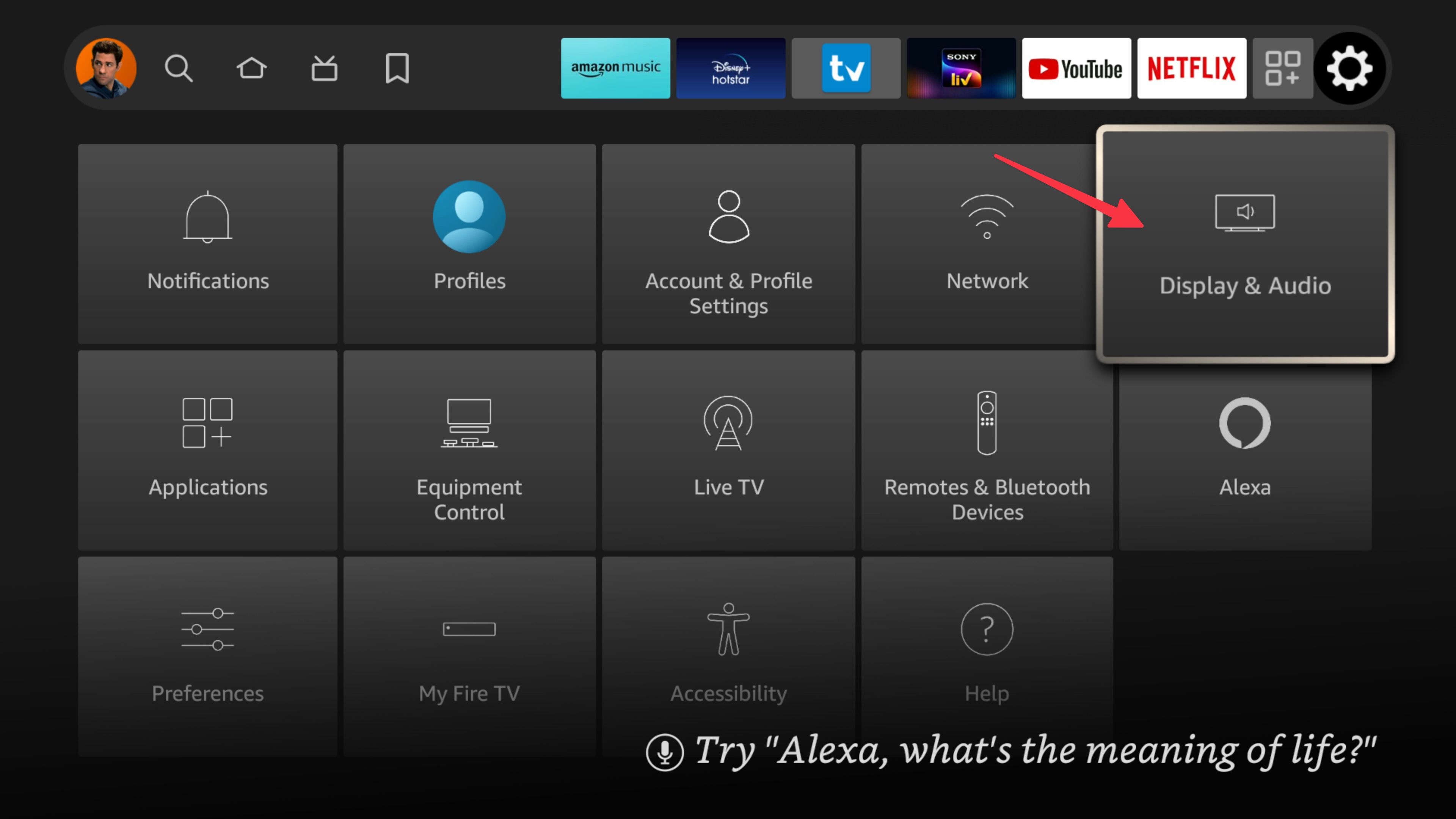 display and audio in Fire TV settings