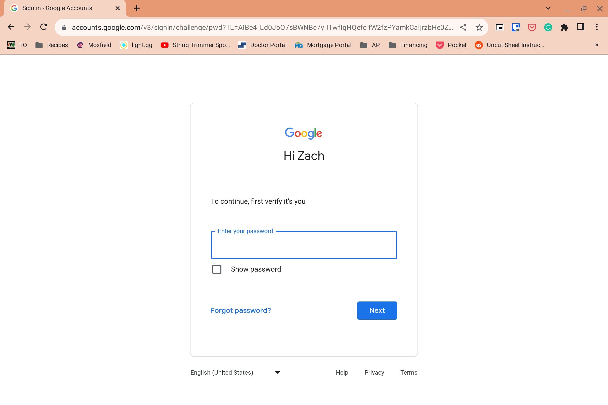 A prompt to enter your Google Account password