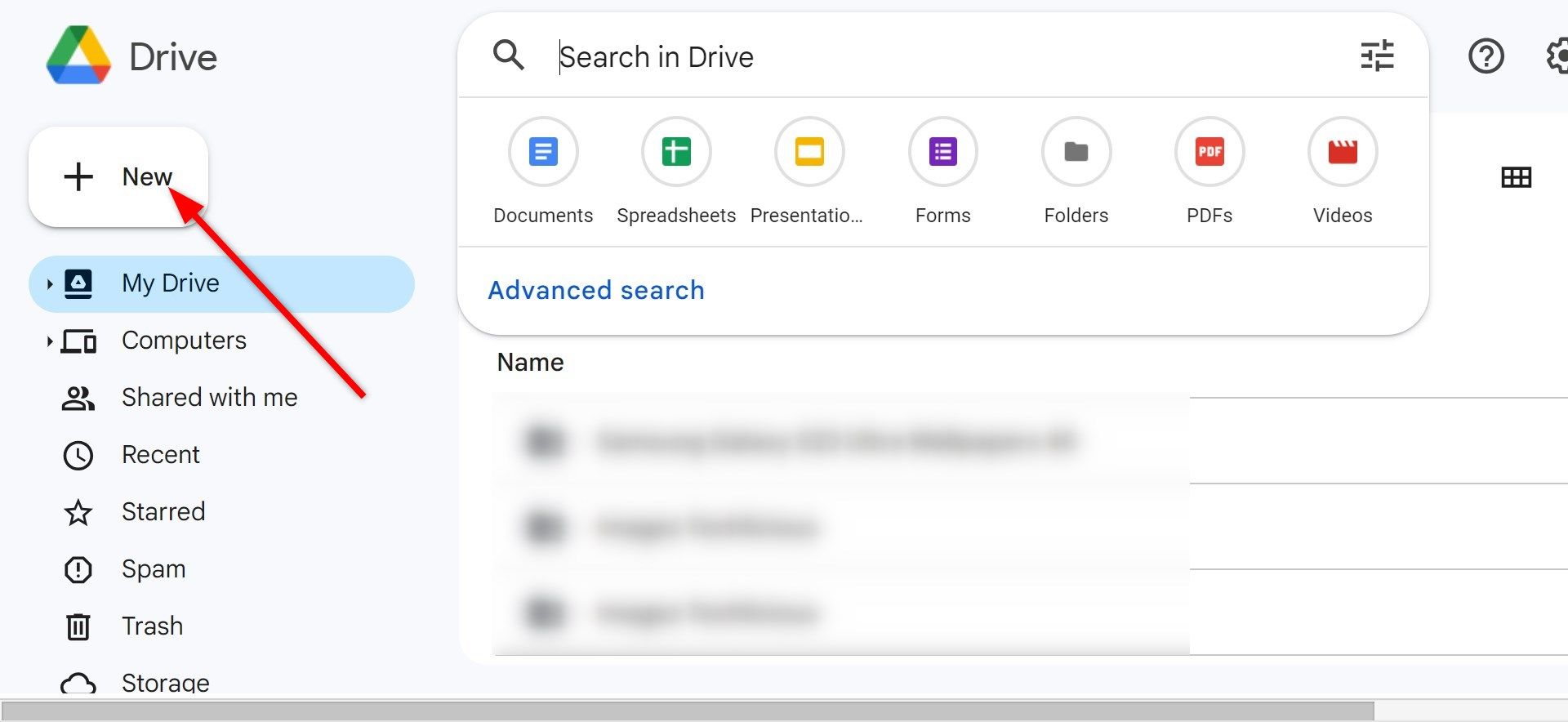 Unusual button on the Google Drive web region.