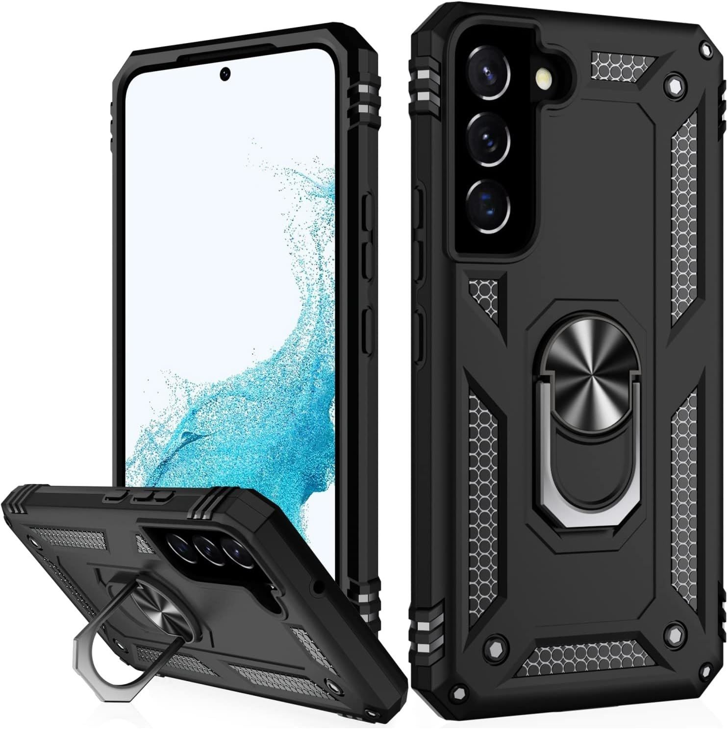 IKAZZ  Galaxy S22 Case, front, back, and stand views