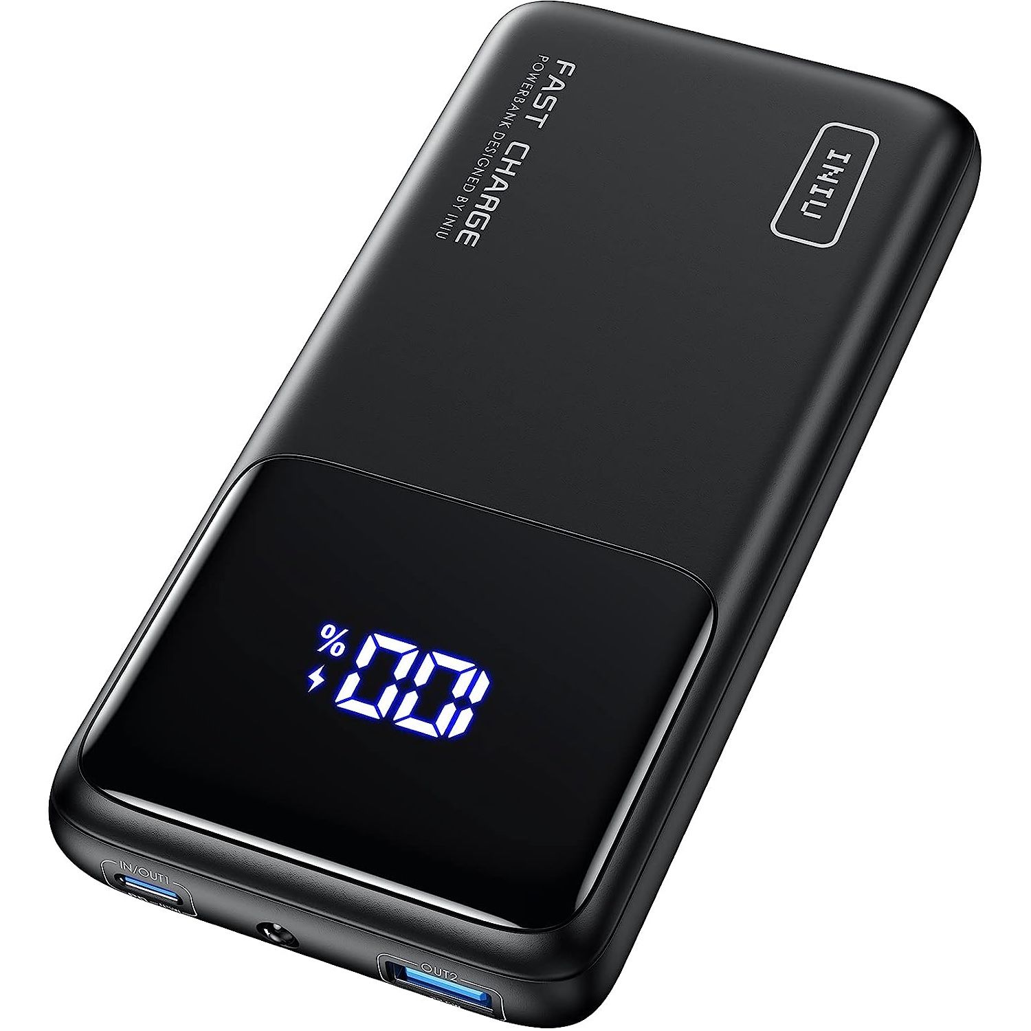 Iniu 15000mAh 45W USB-C Power Bank at an angle with white render