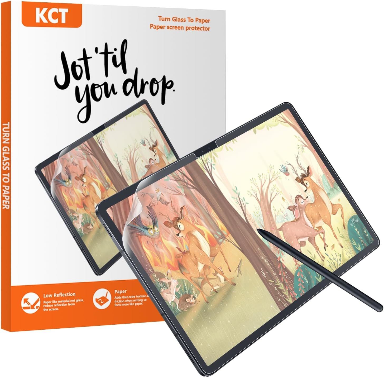 KCT 2 PCS Paperfeel Screen Protector with a stylus and packaging