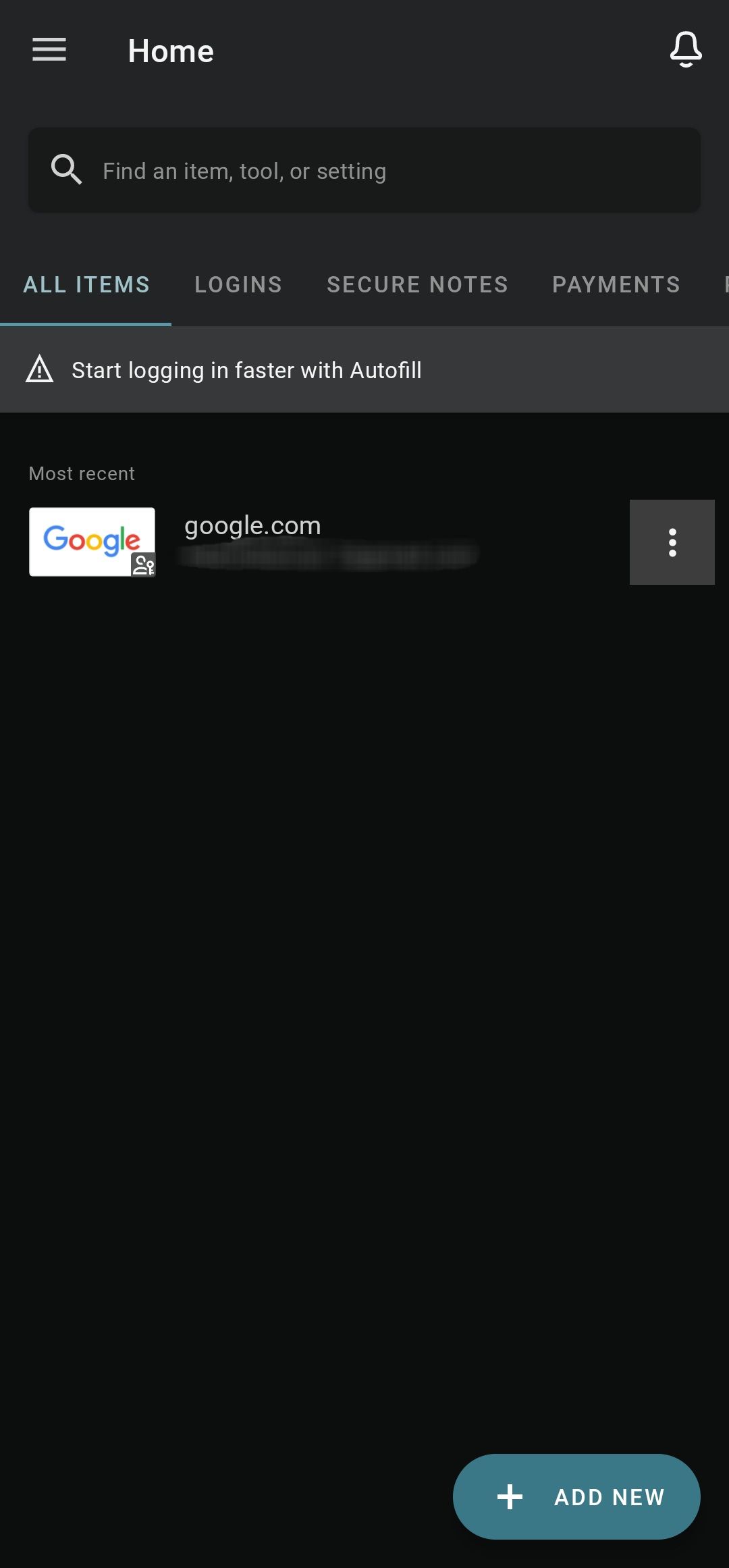Dashlane mobile home page