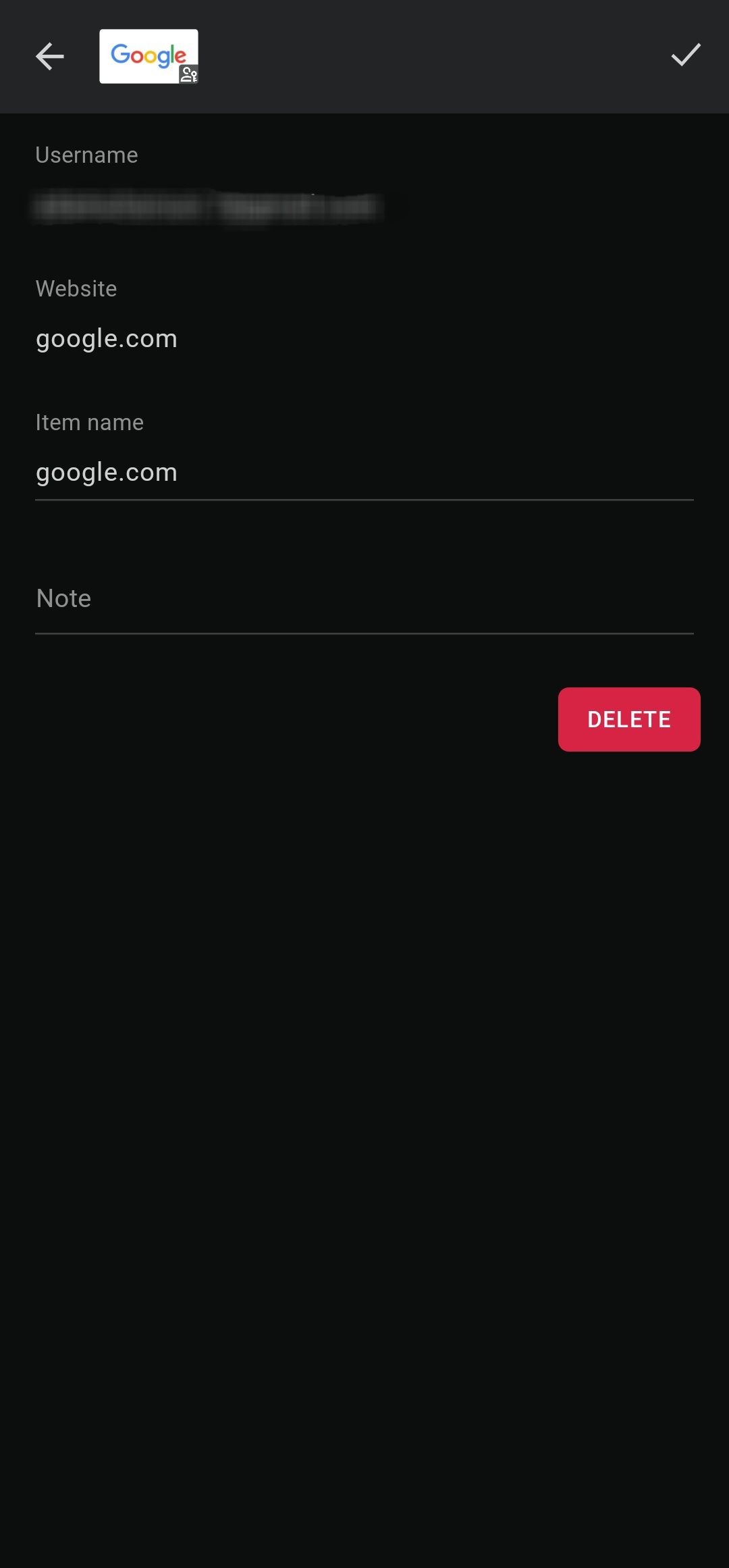 Dashlane passkey edit page