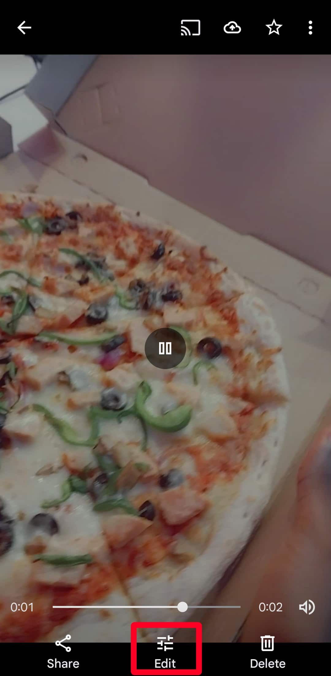 Playing a video in Google Photos app