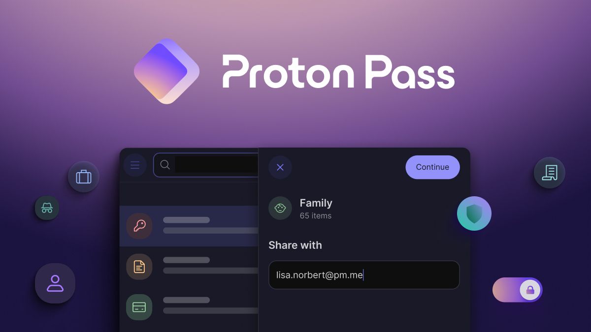 Hình ảnh cách điệu chia sẻ key Proton Pass