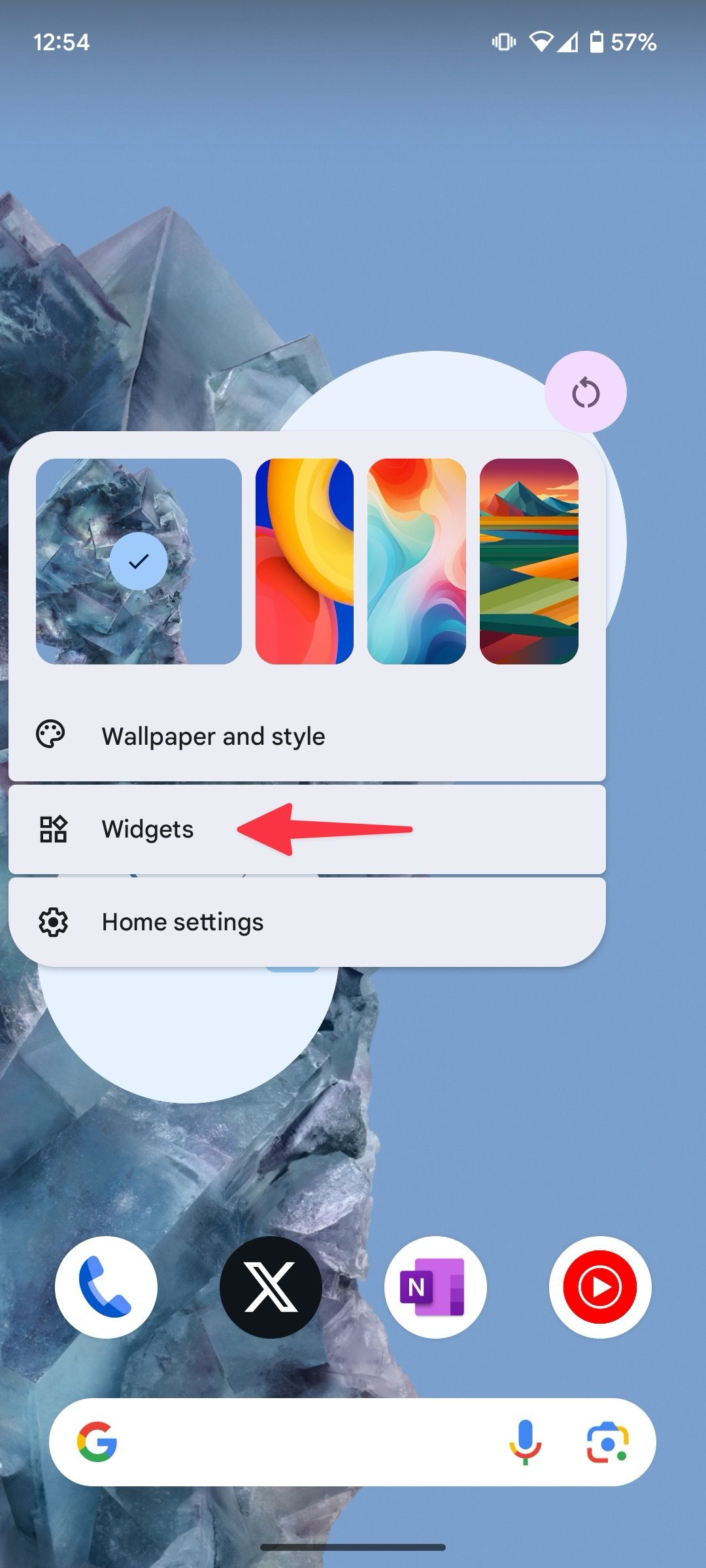 commence widgets on Android