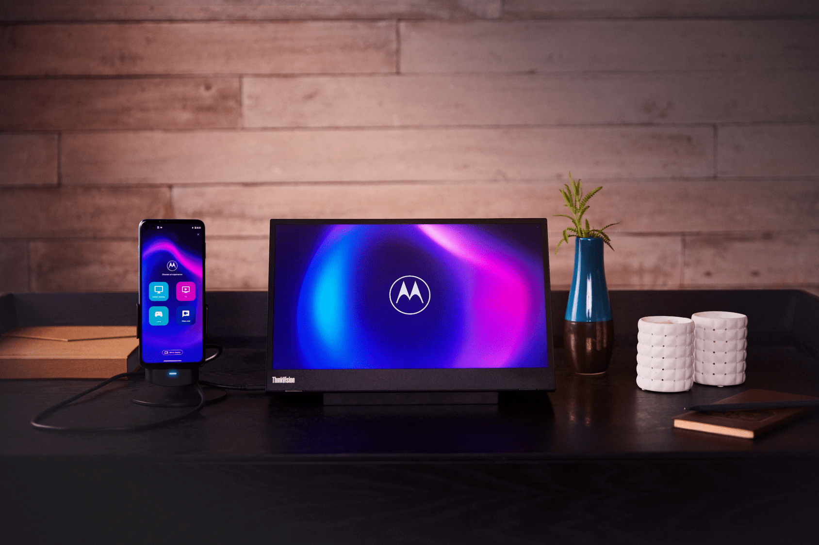 A photograph of Motorola Ready for being used on an external display
