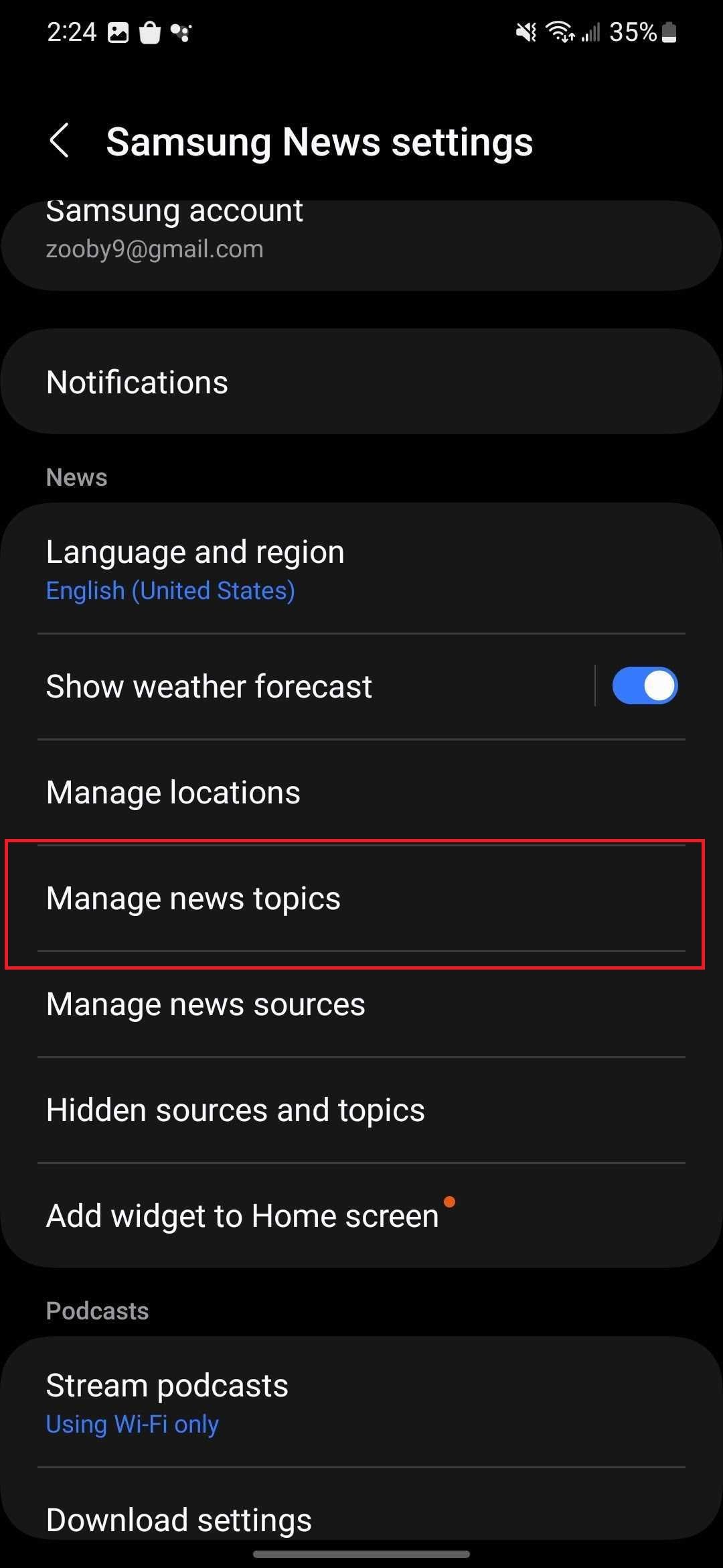 How to turn off Samsung News