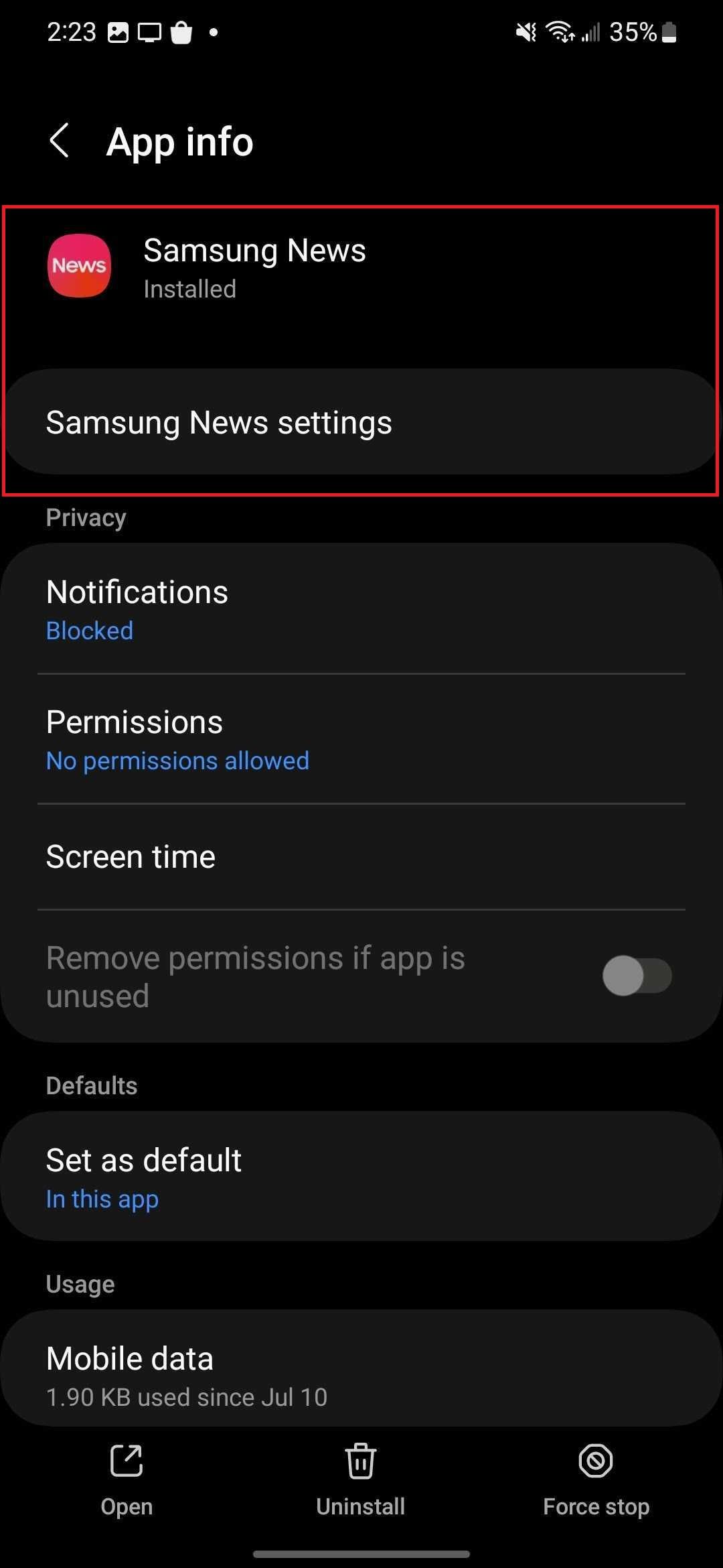 How to turn off Samsung News