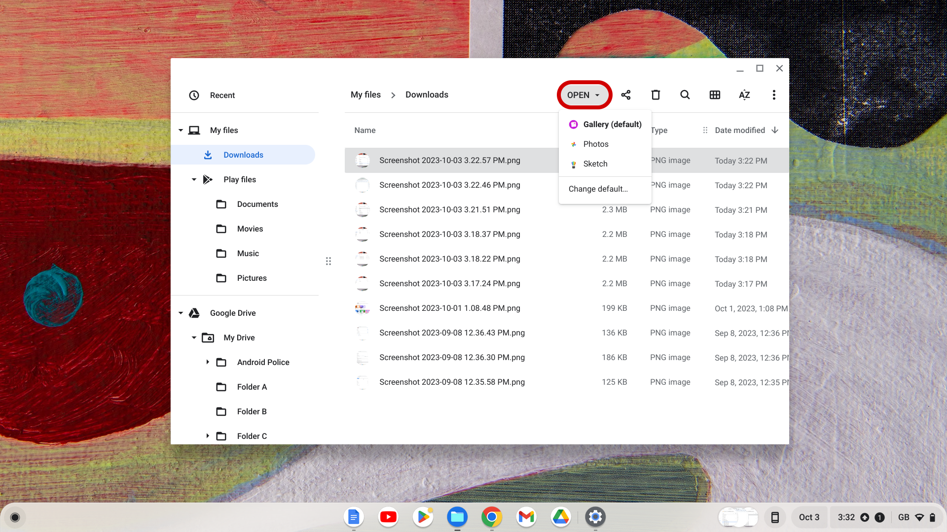 Opening a file with one other app on ChromeOS