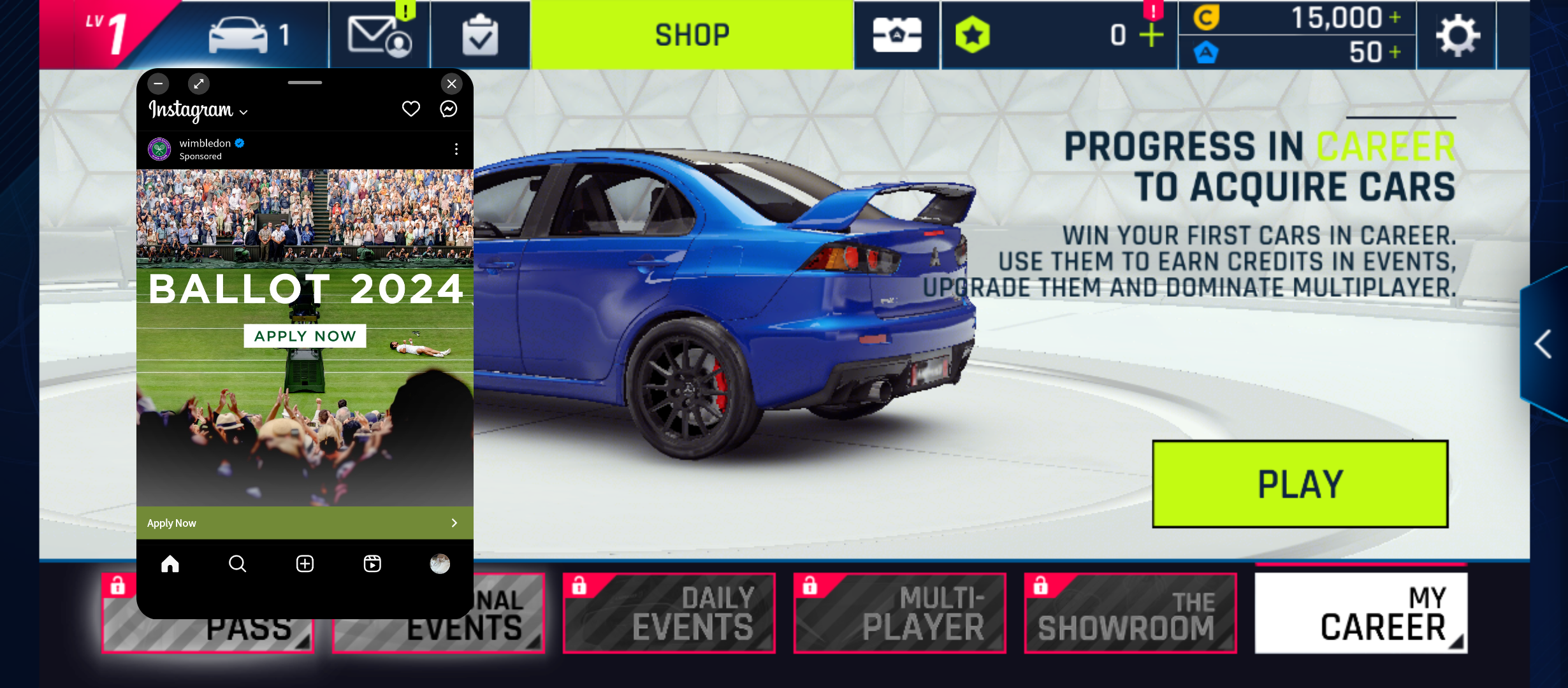 Checking a social media app by Moto Gametime's Freeform feature