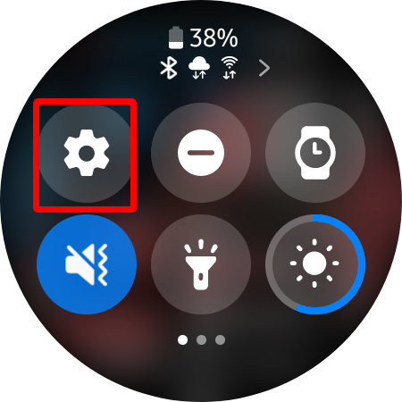 Screenshot showing the Settings option on an Android smartwatch