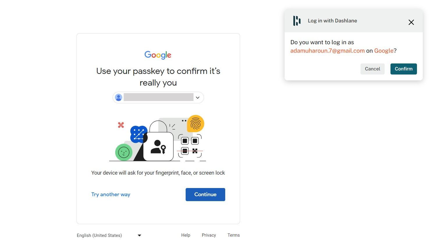 Google account sign-in confirmation