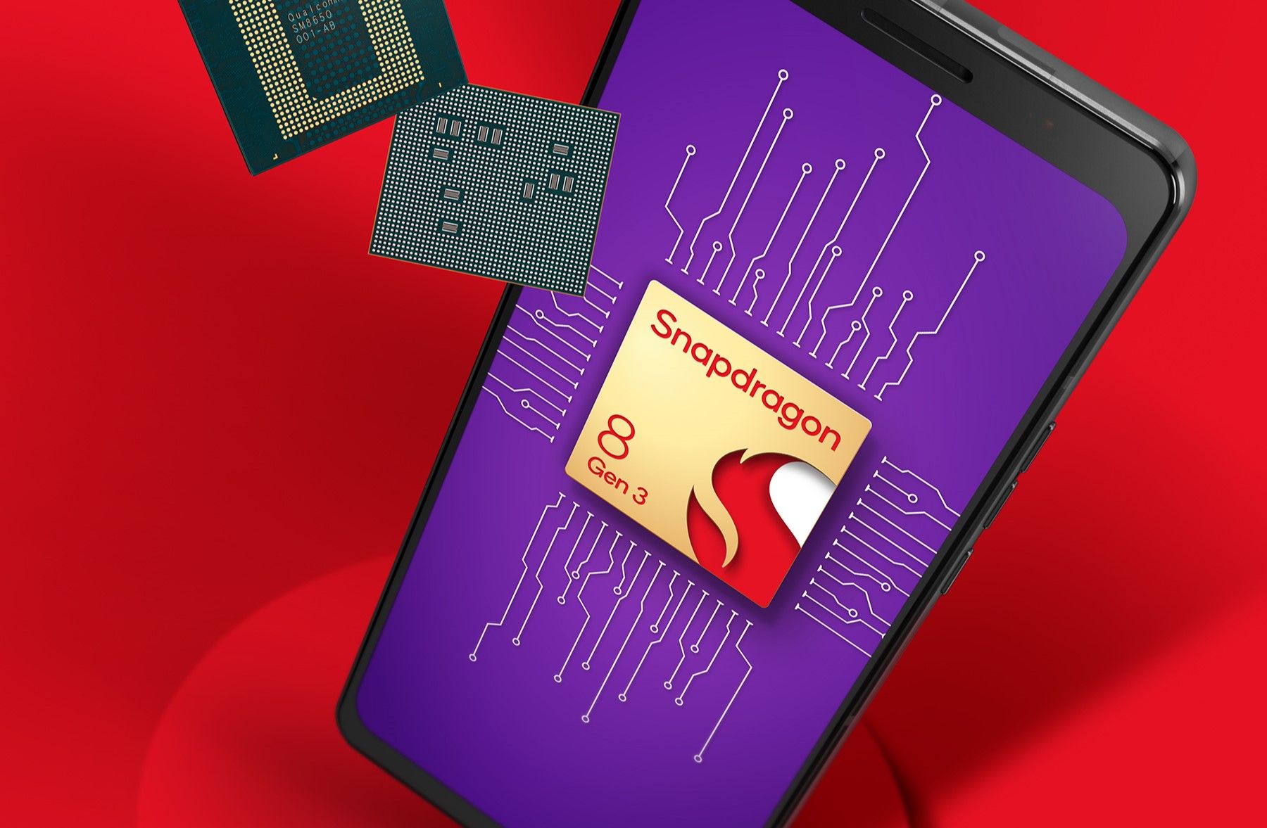 A graphical interpretation of a Snapdragon 8 Gen 3 chip in a phone