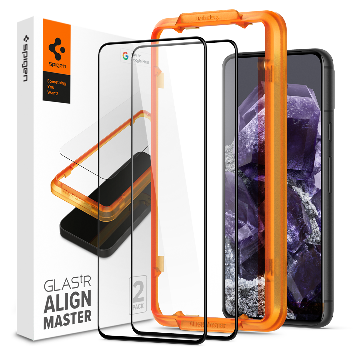 Renderof the Spigen AlignMaster Pixel 8 screen-protector