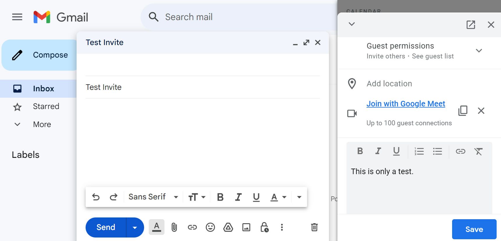 How to send a calendar invite in Gmail