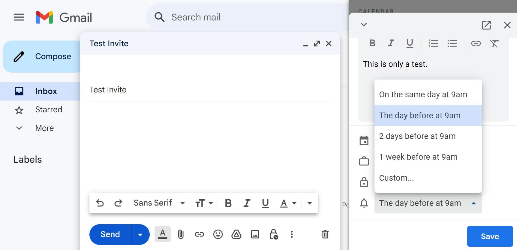 How to send a calendar invite in Gmail