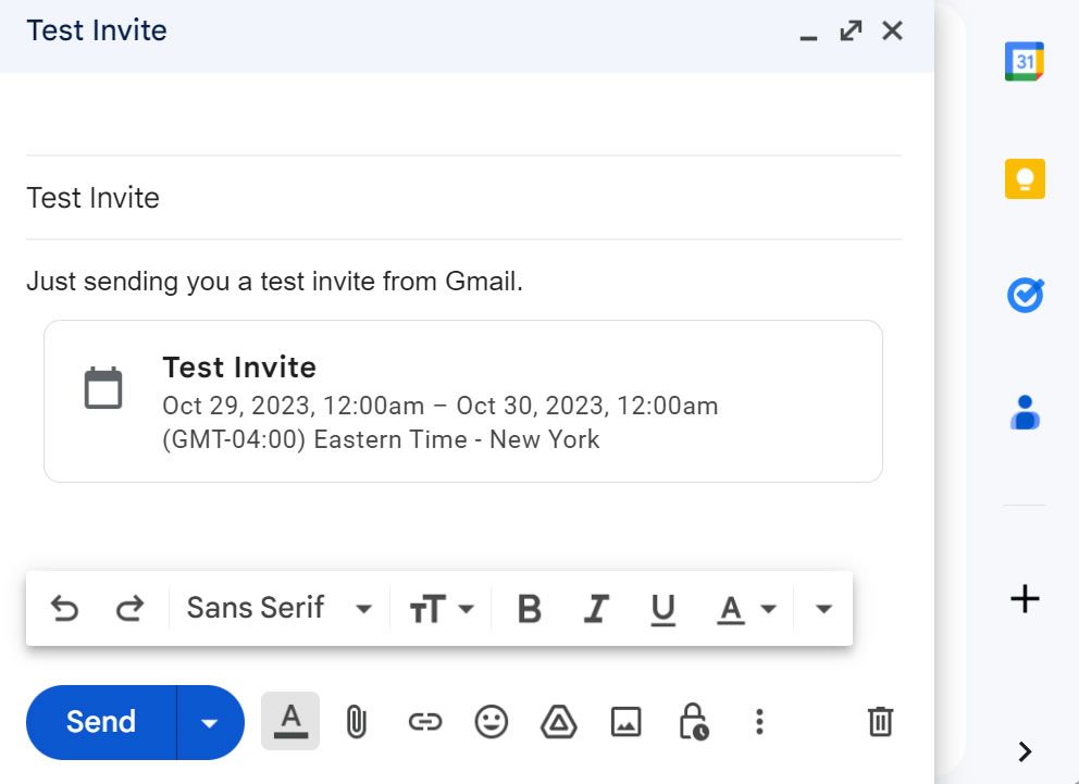 How to send a calendar invite in Gmail