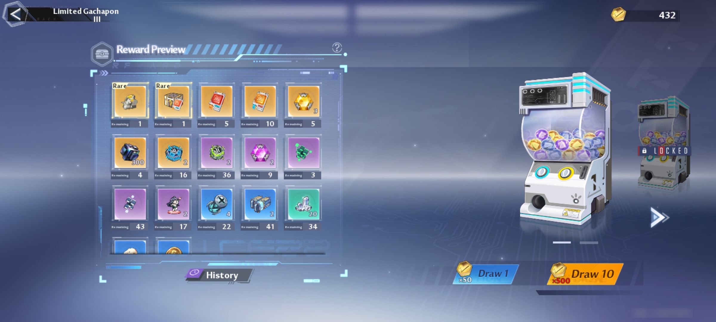 Tower of Delusion Veron gachapon rewards listing