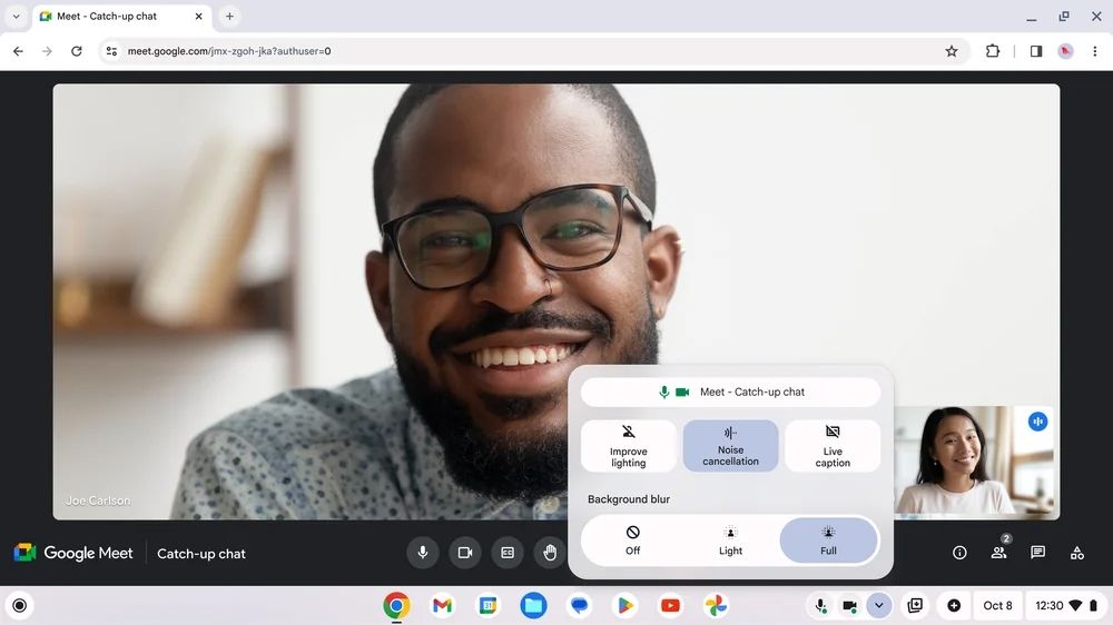 An example of Chromebook Plus video calling features