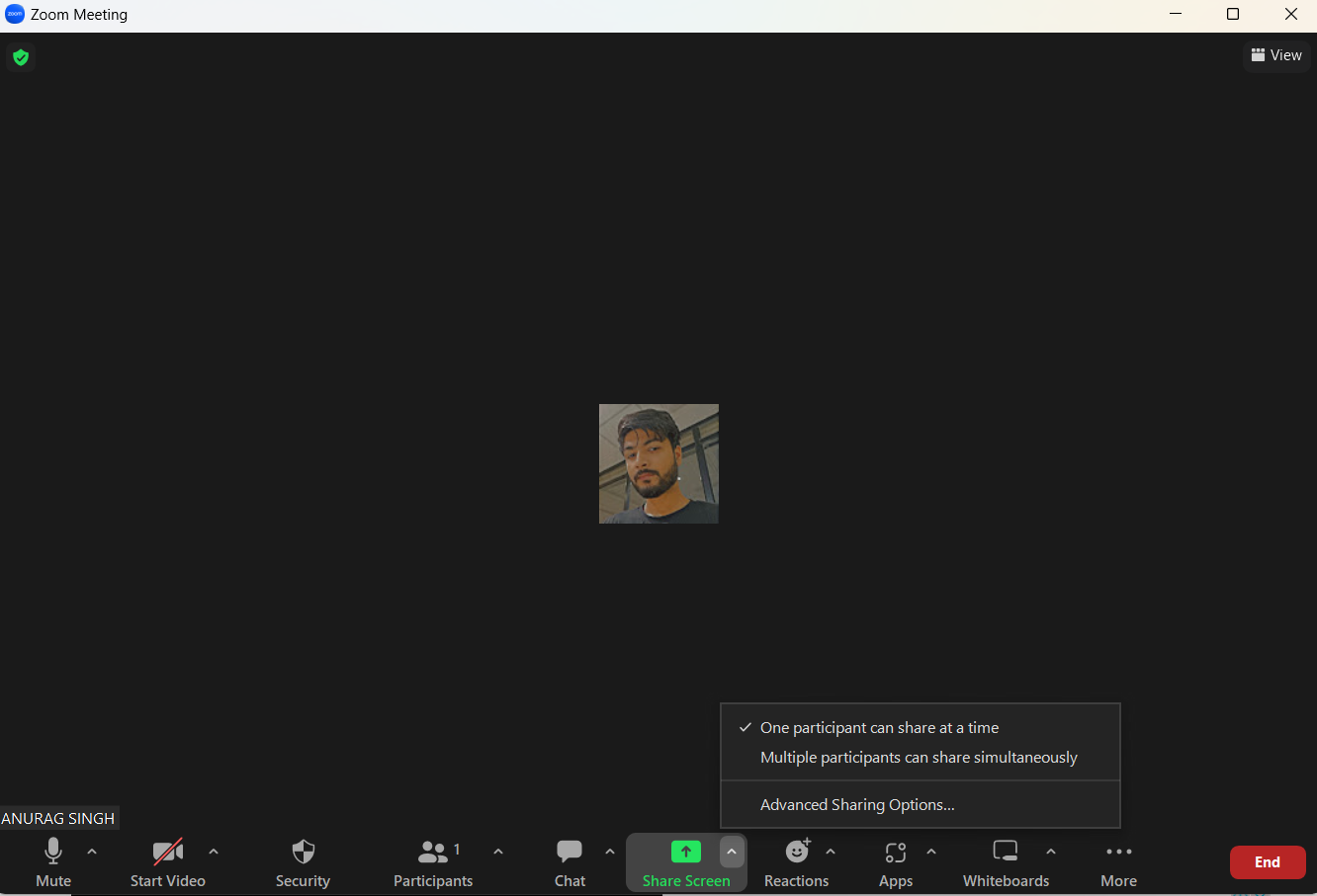 Zoom share screen option on desktop