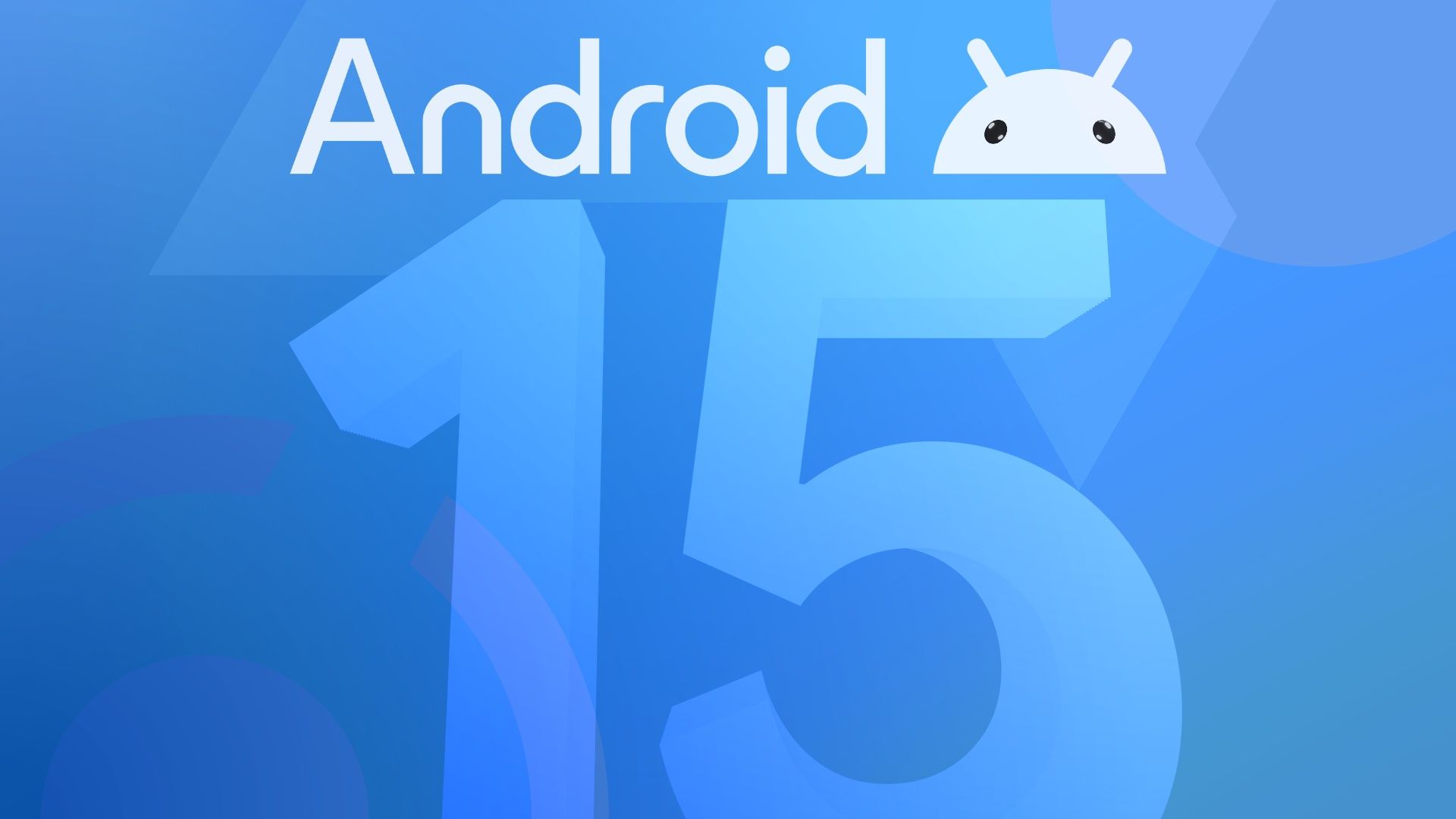 The Android 15 logo against a blue background