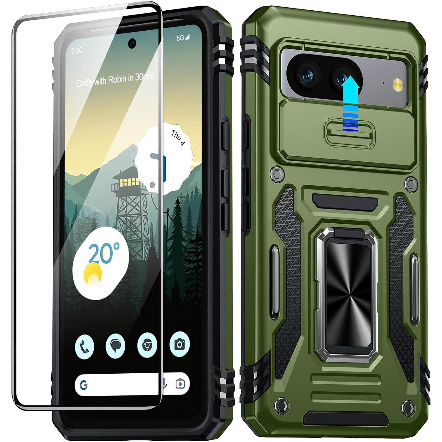 antshare case for pixel 8, front and back views