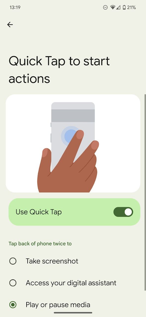 How to use Quick Tap on Android