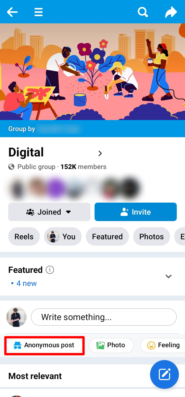 how to create an anonymous facebook post in a group