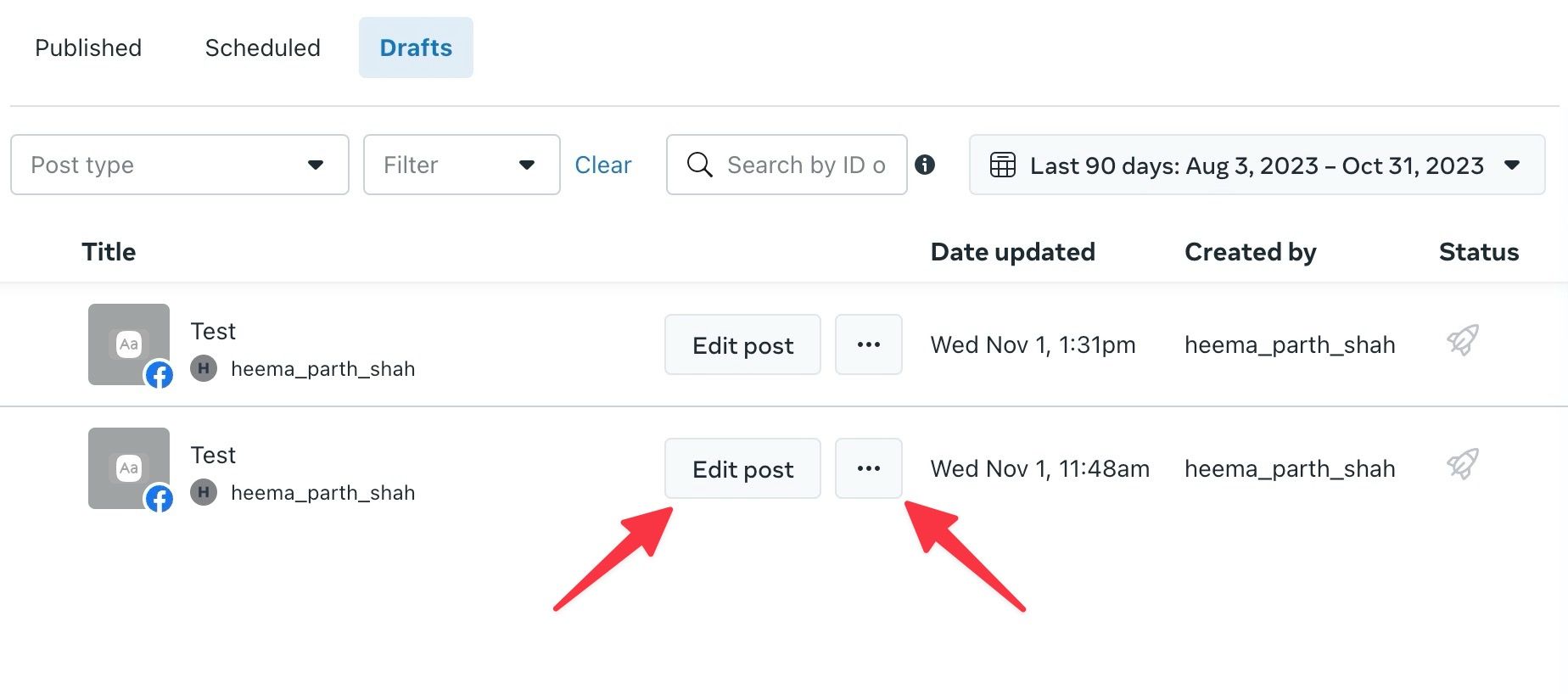 Facebook How to find your post drafts