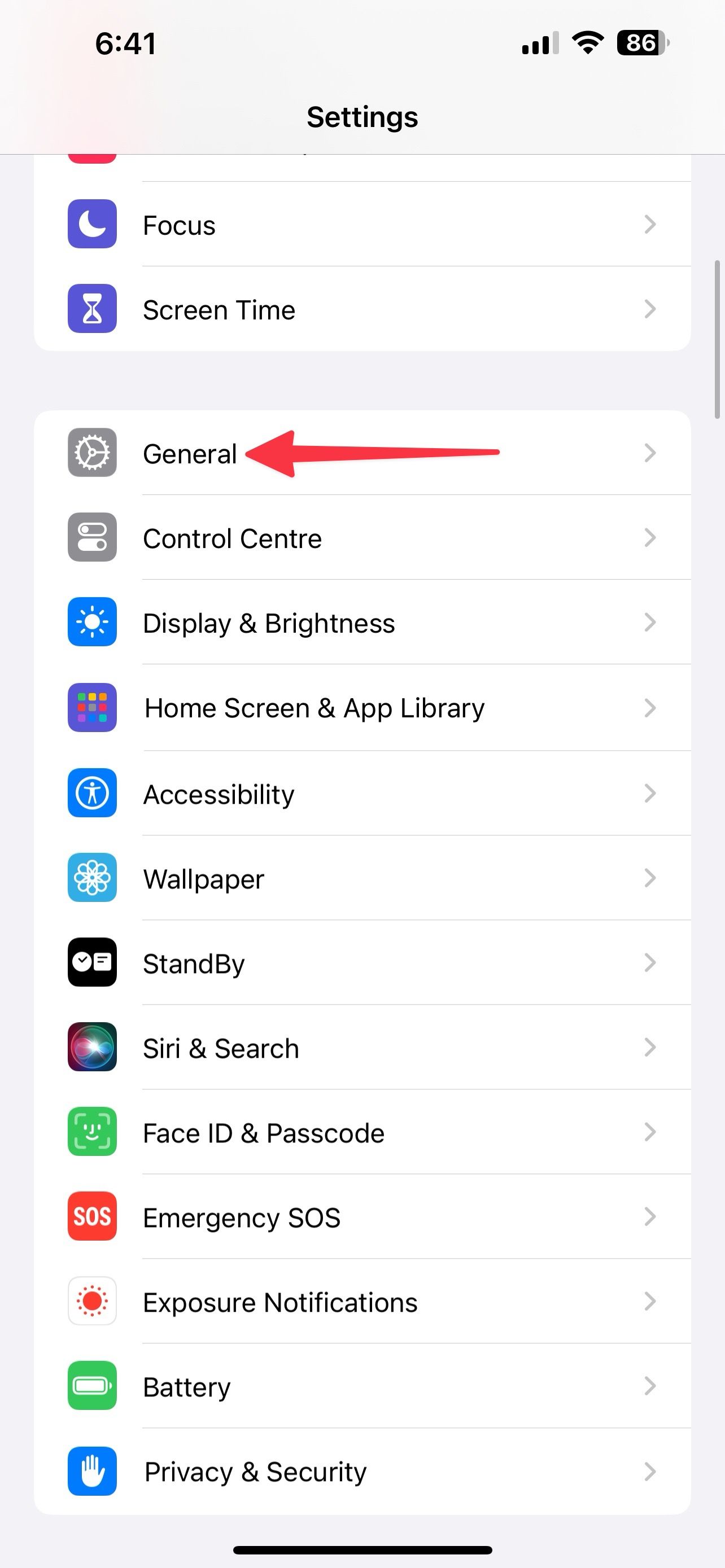 select general on iPhone