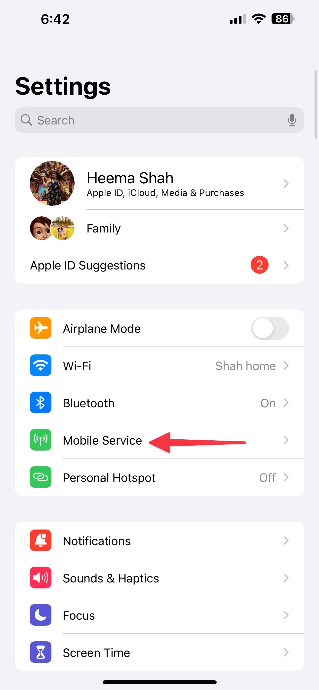 open mobile service on iPhone