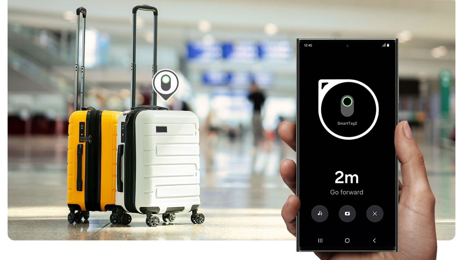 Locating luggage in airport via connected Galaxy SmartTag 2